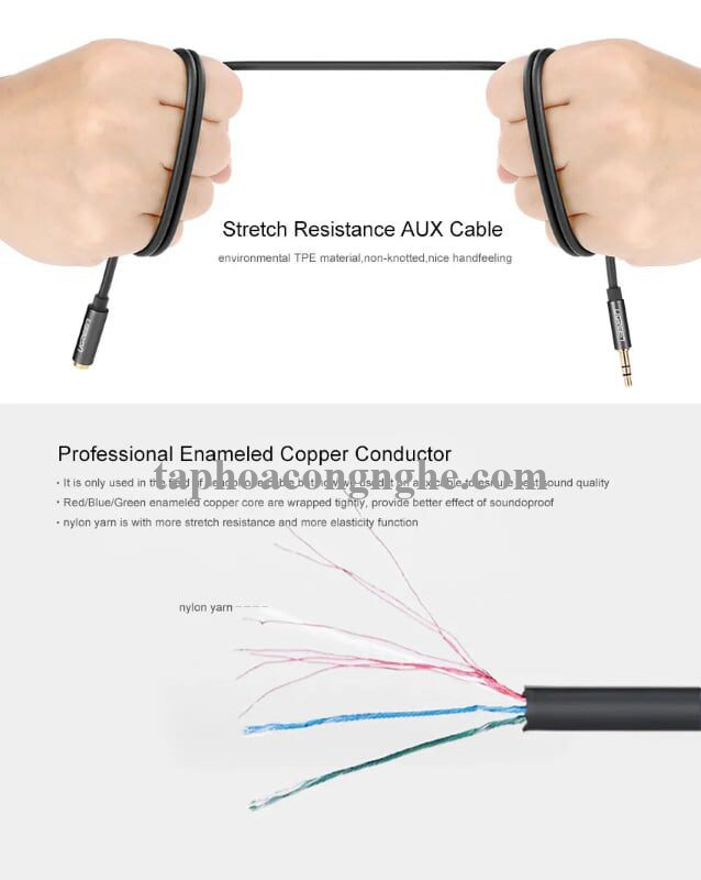 Ugreen 40676 0.5M màu Trắng Cáp âm thanh 3.5mm nối dài đầu nhôm AV118 30040676